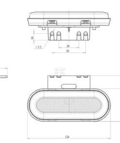 Luz marcadora LED, rectangular, 12 - 24 V, 124 x 49 x 20 mm, Kramp