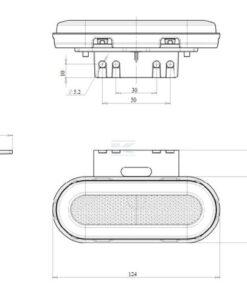 Luz marcadora LED, con indicador de dirección, rectangular, 12 - 24 V, 124 x 49 x 20 mm, Kramp 28 Luz marcadora LED, con indicador de dirección, rectangular, 12 - 24 V, 124 x 49 x 20 mm, Kramp