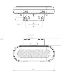 Luz marcadora LED, rectangular, 12 - 24 V, 124 x 49 x 20 mm, Kramp