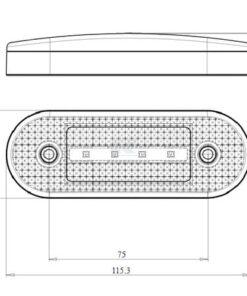 Luz marcadora LED, rectangular, 12 - 24 V, 115,3 x 41,3 x 20 mm, Kramp