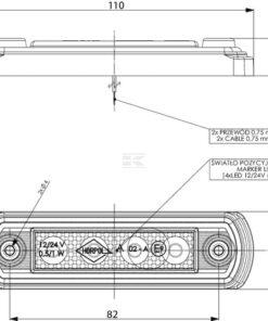 Luz de galibó LED, 0,5 / 1 W, rectangular, 12 / 24 V, blanca, 82 x 31 x 15 mm, 4 LED, gopart