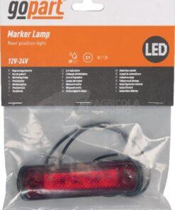 Luz de galibó LED, 0,5 / 1 W, rectangular, 12 / 24 V, roja, 82 x 31 x 15 mm, 4 LED, gopart
