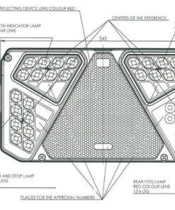 Luz trasera multifunción Izda. LED, rectangular, 12-24 V, 242 x 134 x 36,5 mm, 7 pines, Kramp