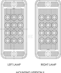 Luz trasera multifunción/multiposición LED, rectangular, 12-24 V, 107,4 x 46,7 x 23 mm, Kramp