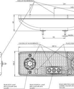 Luz trasera multifunción LED, rectangular, dcha., 12-24 V, 287,5 x 100 x 65 mm, 5 pines, Kramp