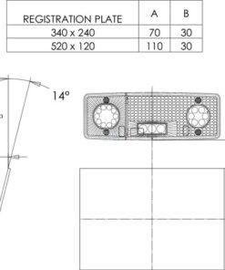 Luz trasera multifunción Izda. LED, rectangular, 12-24 V, 287,5 x 100,5 x 65 mm, 5 pines, Kramp