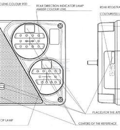 Luz trasera multifunción LED, rectangular, dcha., 12-24 V, 232 x 142 x 59 mm, Kramp