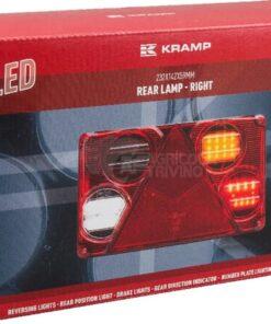 Luz trasera multifunción LED, rectangular, dcha., 12-24 V, 232 x 142 x 59 mm, 5 pines, Kramp