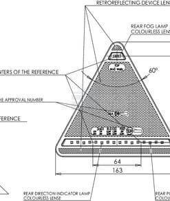 Luz trasera multifunción Izda. LED, triangular, 12-24 V, 163 x 144 x 38,8 mm, Kramp