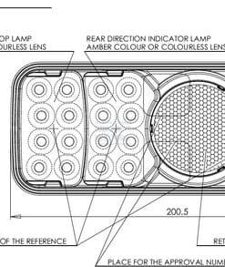 Luz trasera multifunción Izda. LED, rectangular, 12-24 V, 200,5 x 85 x 40 mm, Kramp