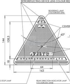 Luz trasera multifunción LED, triangular, dcha., 12-24 V, 163 x 144 x 38,8 mm, 5 pines, Kramp