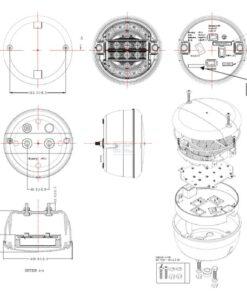 Multifunction rear light LED, round, 12-24V, diameter  140mm, “hamburger”, Kramp