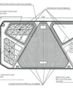 Luz trasera multifunción Izda. LED, rectangular, 12-24 V, 242 x 134 x 36,5 mm, Kramp