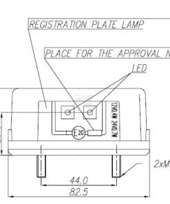 Luz LED de matrícula compacta con cable de 2 m