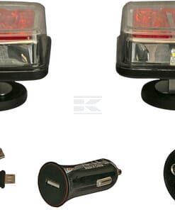 Juego de luces inalámbrico LED, cuadrado, 12 V, Li-ion, magnético, 110 x 103 mm, 7 pines, Kramp