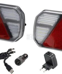 Juego de luces inalámbrico LED, CANBUS, rectangular, 12 V, Li-ion, magnético, 245x151x45 mm, conector de 13 polos, indicador dinámico