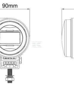 Headlight LED, 25/5W, round, 10-30V, diameter 90mm, high beam, position light, H9 connector, Kramp