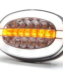 Luz frontal multifunción LED, ovalada, con repetidor, 12-24V, 136.4x91x40mm
