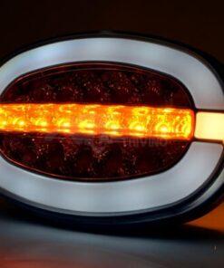 Luz frontal multifunción LED, ovalada, con repetidor, 12-24V, 136.4x91x40mm