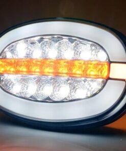 Luz frontal multifunción LED, ovalada, con repetidor, 12-24V, 136.4x91x40mm