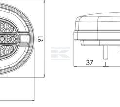 Luz frontal multifunción LED, ovalada, con repetidor, 12-24V, 136.4x91x40mm