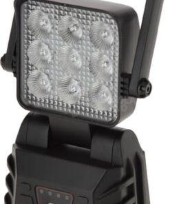 Luz de trabajo LED recargable, blanco/naranja, 9 LED de alta potencia, con soporte de pared