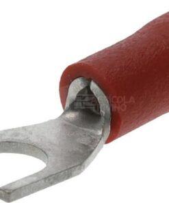 Termnial de cable tipo horquilla, funda roja