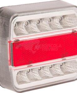 Luz trasera LED, 1W, cuadrada, 12V, 106x100x98mm, 5-pin, 18 LED's