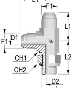 Racor en T invertida orientable JIC/BSP 3/4-3/8