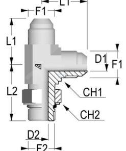 Racor en T invertida orientable JIC/UNF 7/16