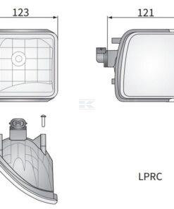 Corner work light halogen, left, 12V, 50W, square, white, 123x115x121mm, PGJ13 plug, Wesem