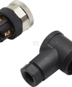 Enchufe 5 polos Hembra M12 Código-A, 90 grados