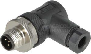 Enchufe 5 polos Macho M12 Código-A, 90 grados