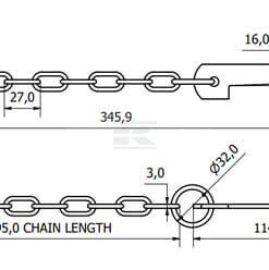 Perno seguridad plano 114x3 mm