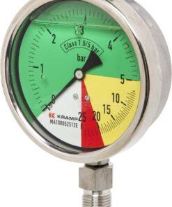 Manómetro Ø100mm 0-5-20-25 1/2" BSP conexión inferior