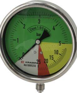 Manómetro Ø100mm 0-5-20-25 1/4" BSP conexión inferior