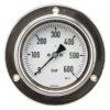 Manómetro Ø100 0–600 bar 1/2", montaje en panel