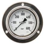 Manómetro Ø100 0–600 bar 1/2", montaje en panel