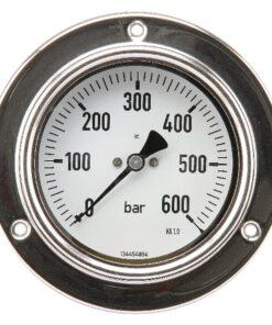 Manómetro Ø100 0–600 bar 1/2", montaje en panel