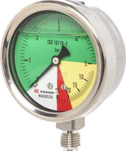 Manómetro Ø63mm 0-5-20-25 1/4" BSP conexión inferior