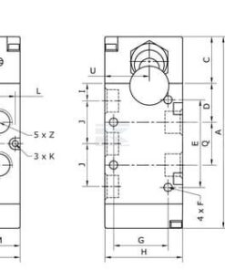 Válv. pal. manual 5/3 v. 1/4"