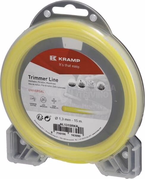 Hilo de corte, Ø1.3mm x 15m, redondo, amarillo, Kramp 1 Hilo de corte, Ø1.3mm x 15m, redondo, amarillo, Kramp
