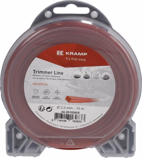 Hilo de corte, 2mm x 15m, cuadrado, rojo, Kramp 3 Hilo de corte, 2mm x 15m, cuadrado, rojo, Kramp