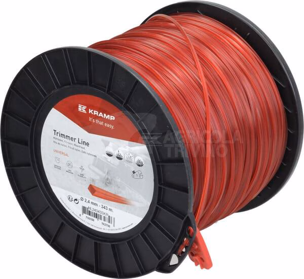 Hilo de corte, 2.4mm x 343m, cuadrado, rojo, Kramp 1 Hilo de corte, 2.4mm x 343m, cuadrado, rojo, Kramp