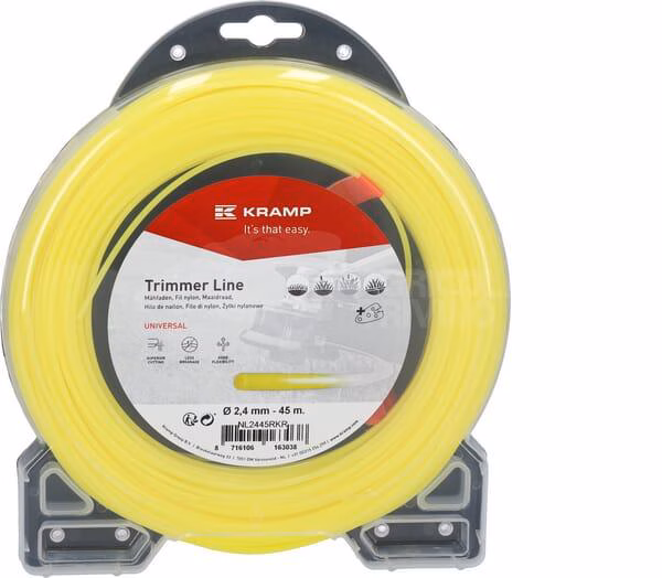 Hilo de corte, Ø2,4 mm x 45 m, redondo, amarillo,, Kramp 2 Hilo de corte, Ø2,4 mm x 45 m, redondo, amarillo,, Kramp