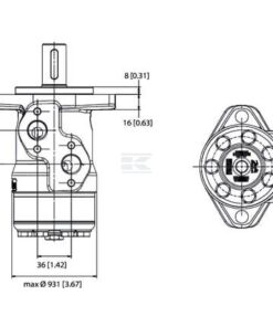 Eje de motor orbital Ø 25 A2 20 Eje de motor orbital Ø 25 A2