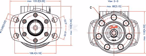 Motor Orbit, cardán Ø32,4-L 7 Motor Orbit, cardán Ø32,4-L