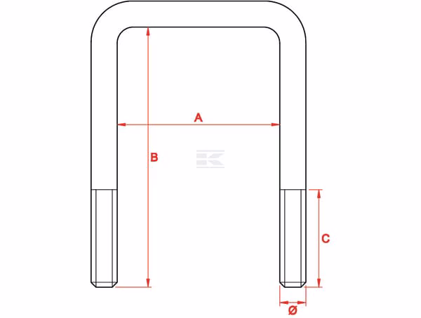 Perno en U Ø20mm 80x120 2 Perno en U Ø20mm 80x120