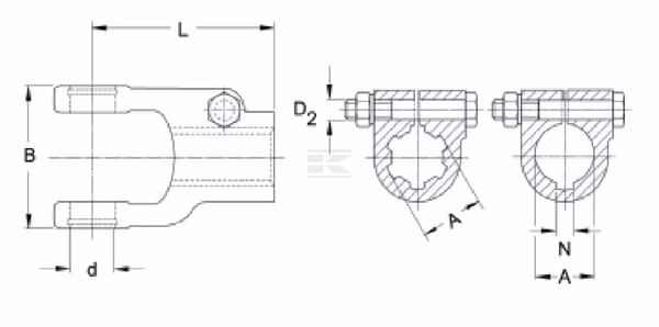 Horquilla con perno tensor, Ø40 mm, W2400/P400/W400E Walterscheid 2 Horquilla con perno tensor, Ø40 mm, W2400/P400/W400E Walterscheid