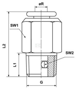 Conector rápido Ø 6mm reto, rosca macho M8x1, Kramp